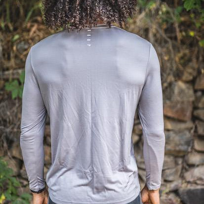 Men's long sleeved t-shirt base layer grey back