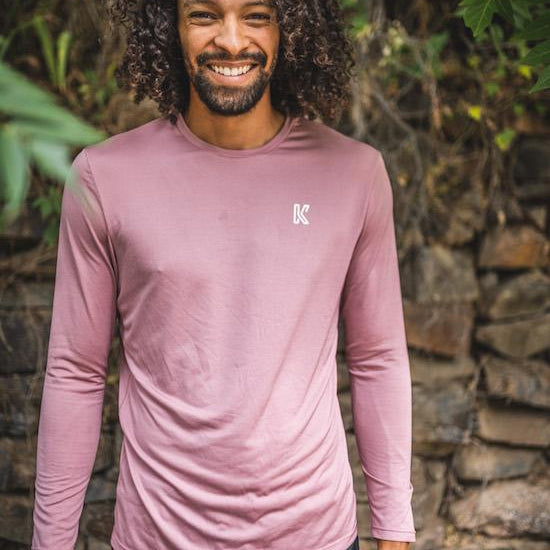 Men's long sleeved t-shirt base layer pink front