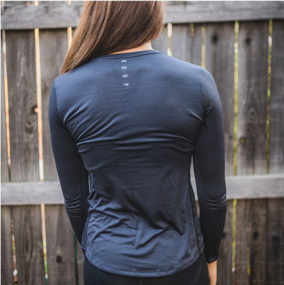 women's long-sleeves base layer t-shirt black